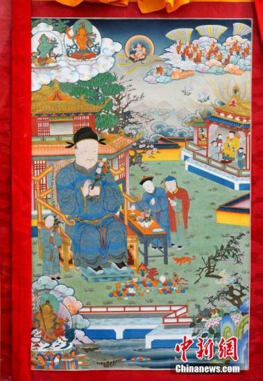 资料图：唐卡作品《永乐皇帝》。 李林 摄