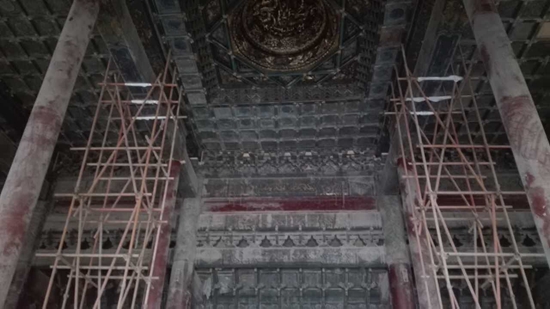 正在修缮的故宫大高玄殿内景